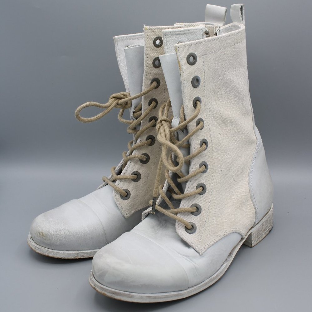 Diesel White Leather Boots Women Size 6/7